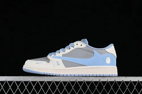 All categories Air Jordan Jordan series basketball shoes Air Jordan 1 Low High-end customized low-top sneakers Travis Scott x Fragment Design x Air Jordan 1 Low OG SP AJ1 Joe 1 LV joint deep sea blue low-top cultural casual sneakers BB6588-104